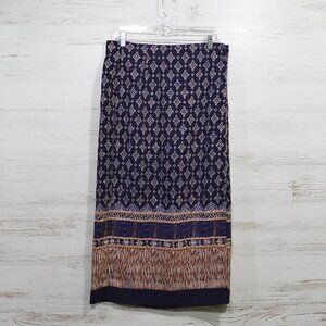 Lee David Collections Blue & Tan Wrap Skirt